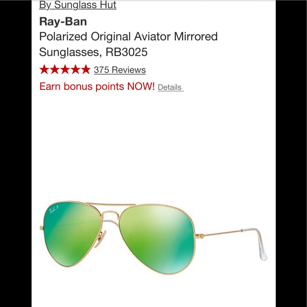 Ray-Ban
Polarized Aviator Mirrored Sunglasses